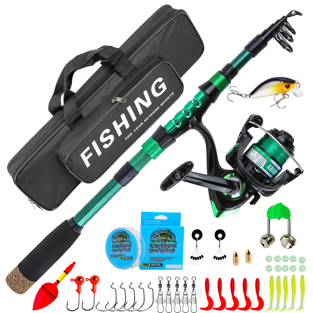 Saltwater Line - 1.8 Meters Green Carbon Fiber Telescopic