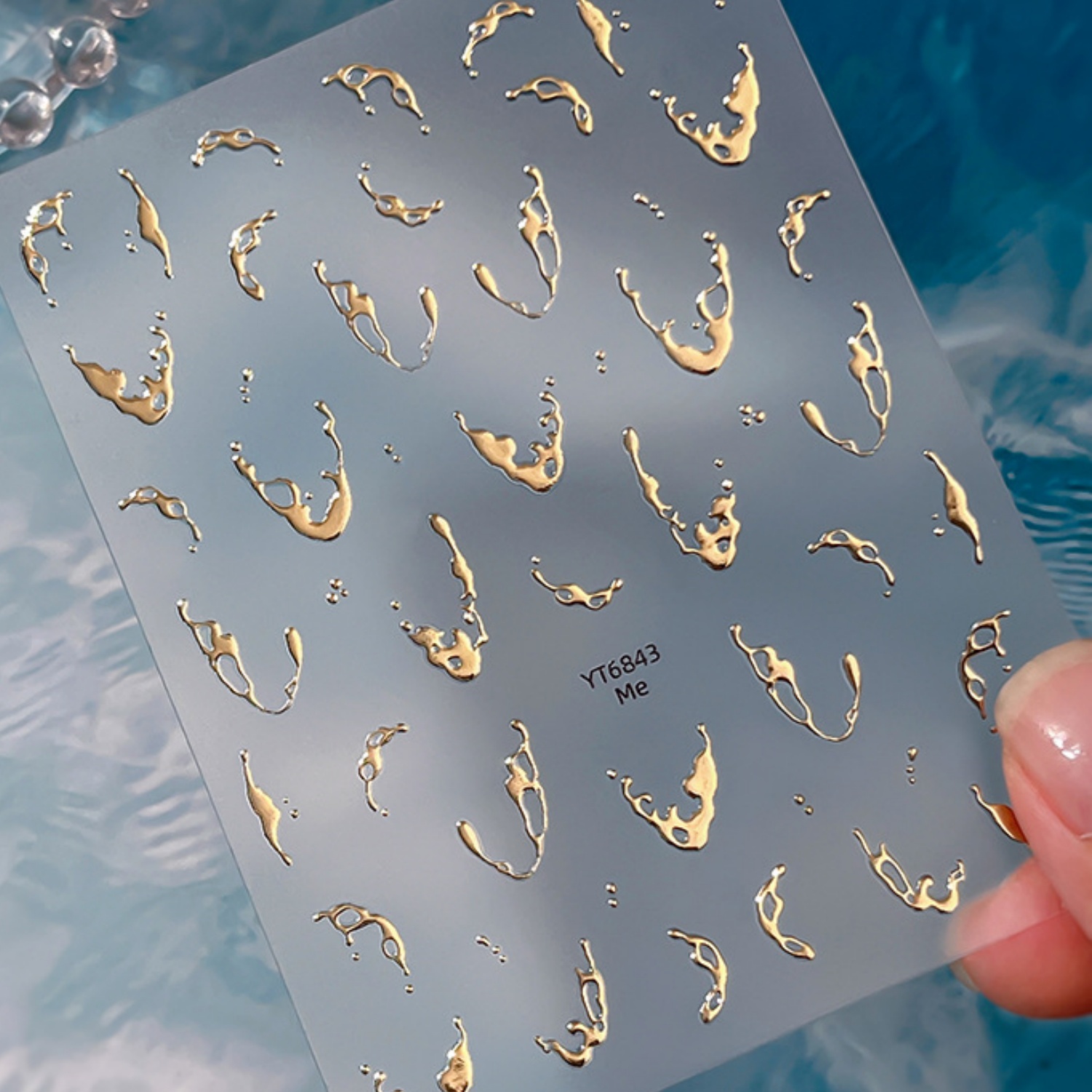 Gold Foil Water Splash 5D Nail - Freshwater Line review and price
